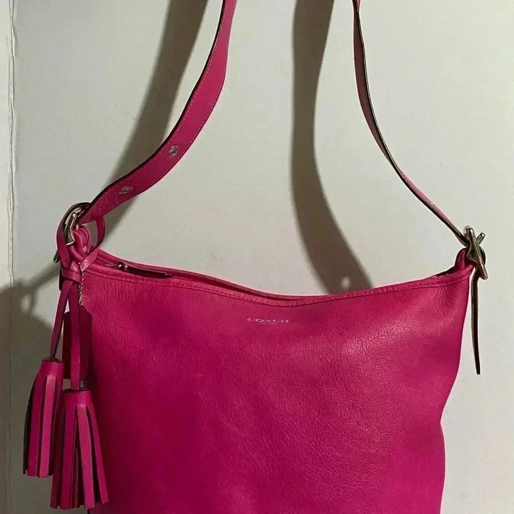 Coach pink leather bucket shoulder handbag - Picture 12 of 15